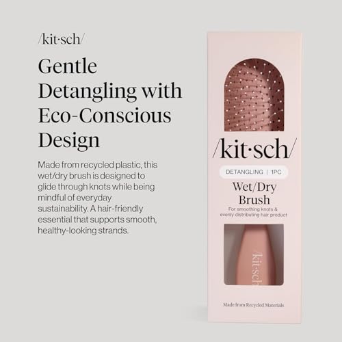 Kitsch Wet/Dry Hair Brush Detangler – Flexi Hair Brush for Women, Men & Kids | Detangling Brush for Curly Hair, Bounce Curl Defining Brush for Wet or Dry Strands - Terracotta - color: Terracotta