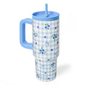 SANDJEST Blueberry Stainless Steel Locking Lid Silicone Straw Tumbler with Handle 40oz, Insulated Stainless Steel Travel Cup for Women Girls Friends, Gift Idea for Birthday Christmas - color: Blueberry