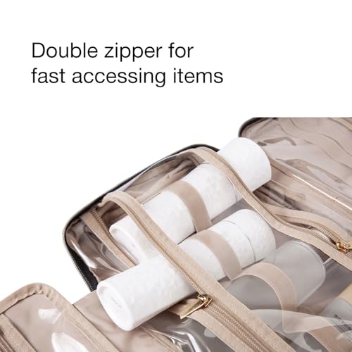 BAGSMART Toiletry Bag Travel Bag with Hanging Hook, Water-resistant Makeup Cosmetic Bag Travel Organizer for Accessories, Shampoo, Full-size Container, Toiletries (Baby Pink, Medium) - color: Baby Pink, size: Medium
