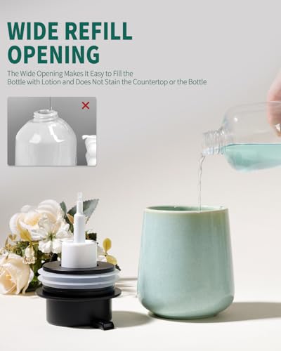 Bosilunlife Ceramic Foaming Soap Dispenser - 12Oz Bathroom Countertop Kitchen Dish Soap Pump Dispenser Foam Soap Dispenser - Light Green - color: Green