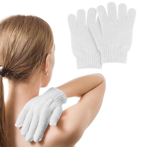 2 PCS Exfoliating Glove Loofah Sponge Exfoliating Body Scrubber Deep Cleansing Removes Dead Skin for Both Women and Men(White) - color: A5-white 1