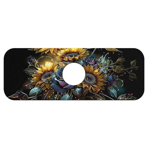 Faucet Fast Absorbent Pad - Roses Sunflowers , Suitable For Kitchen, Bathroom, Island And Other Scenes - color: Roses sunflowers