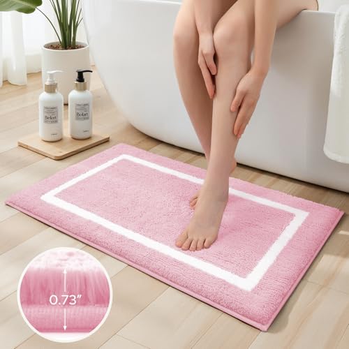 HOMEIDEAS Bathroom Rugs Sets 2 Piece, Super Soft and Absorbent Microfiber Tufted Bath Mats, Non-Slip and Machine Washable Bath Rugs(Light Pink) - color: Light Pink
