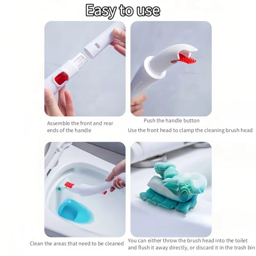 White Swan-Shaped Disposable Toilet Brush,Toilet Bowl Brush and Holder with Cleaner Refill Pads, Brush Toilet Wand Starter Kit,1 Wand + 30 Refills(Flushable) + 1 Stand