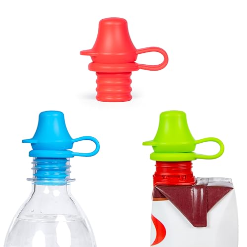 KiddiKap Original Bottle Topper, Silicone Sippy Spout, 3 Pack, Fits 28mm | 98% Spill Proof, Fits 28mm Standard Bottles, Dishwasher Safe, Ages 12 Months+ - size: 3 Count (Pack of 1)