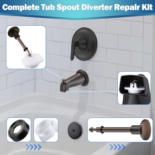 Enhon 2 Set Tub Spout Diverter Repair Kit, Includes 2 x Diverter Valve Stems, 2 x Cup Seals and 2 x Gates, Bathroom Shower Bathtub Leaky Faucet Repair Replacement Parts(Oil Rubbed Bronze,Classic) - color: Oil Rubbed Bronze
