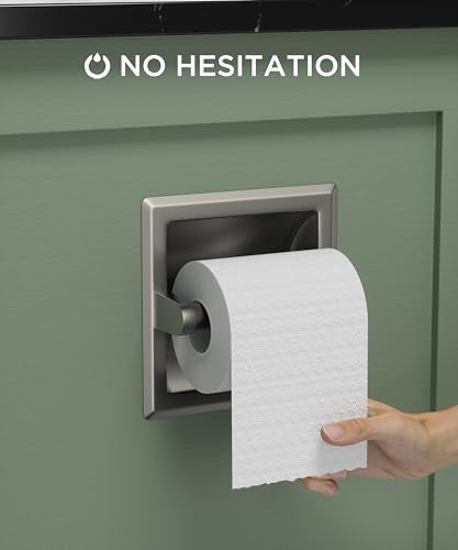 FORIOUS Recessed Toilet Paper Holder, Stainless Steel Durable Tissue Roll Holder Wall Mount for Bathroom Space Saving Design with Mounting Bracket, Wall Toilet Paper Dispenser Insert, Brushed Nickel - color: Stainless Steel