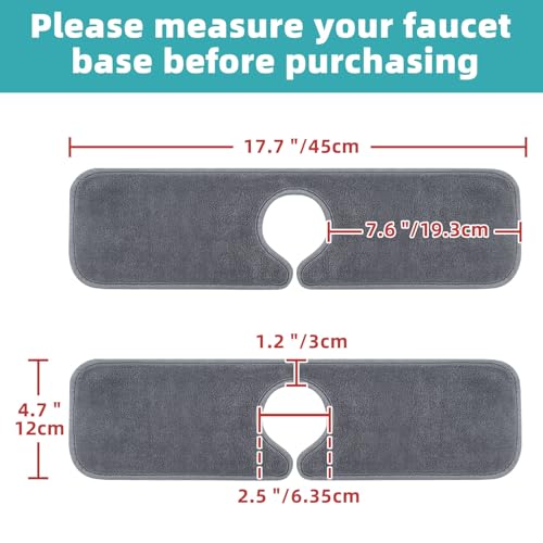 PoYang 4 Pack Faucet Mat for Kitchen Sink Splash Guard Short: Super Absorbent Microfiber Sink Water Splash Guard Behind Kitchen Faucet Mat for Bathroom, RV Protector, Machine Washable 17.7'' x 4.7'' - size: 17.7" x 4.7"