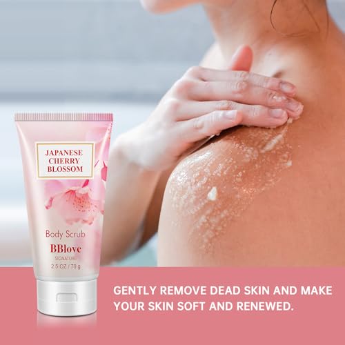 Beautifier Life Bath and Body Gift Set for Women and Girls,Japanese Cherry Blossom,4PCS Set for-Shower Gel,Body Lotion,Body Mist,Exfoliating Scrub,Body Care Travel Set for Birthday Mother's Day Gifts