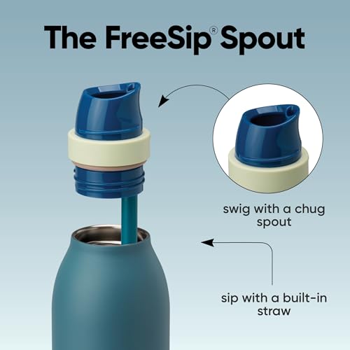 Owala FreeSip Twist Insulated Stainless Steel Water Bottle with Straw for Sports and Travel, BPA-Free, 24-oz, Denim - color: Denim, size: 24 Ounces