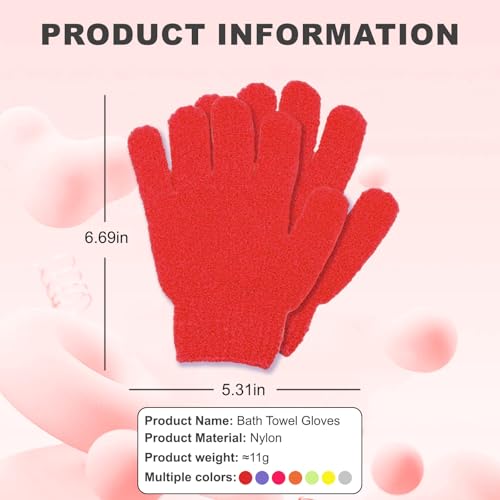 Exfoliating Glove for Shower-Body Exfoliator Scrub Gloves,Shower Gloves for Scrubbing Dead Skin,for Women Men Bath Spa - color: Red 3