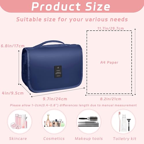 Toiletry Bag Travel Bag with Hanging Hook, Waterproof Capacity Hanging Multifunctional Makeup Bag for Toiletries, Portable Cosmetic Bag Travel Organizer for Women and Men(Royal Blue) - color: A6-Royal Blue