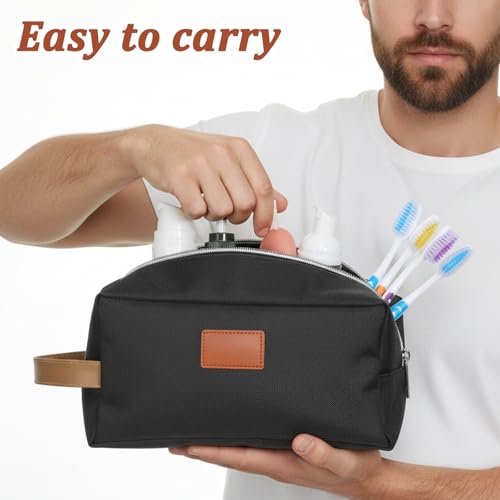 8 Pcs Portable Toiletry Bags for Men Hanging Water Resistant Shaving Bag Travel Bag for Toiletries Hanging Storage Shower Bags wedding groomsmen gifts (Black)