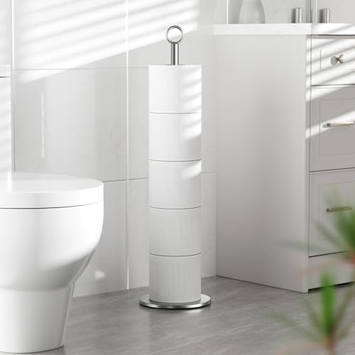 Toilet Paper Holder Stand - with Reserve Function, Free-Standing Toilet Paper Storage Holder, Stainless Steel