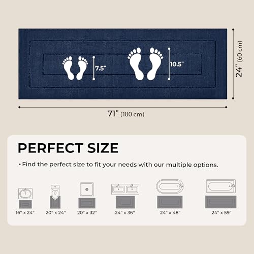 GRANNY SAYS Navy Bathroom Rugs, Bath Mats for Bathroom Non-Slip, Super Soft and Water Absorbent, Extra Large Bath Rugs Washable, Microfiber Bath Rugs for Floor, Tub and Shower, 71" x 24" - color: Deep Blue, size: 2' x 5'11" (24" x 71")