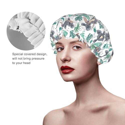 Funny Koala Shower Cap For Women Reusable Waterproof Double Layers Bath Cap Hair Protection Elastic Ladies Spa Salon Shower Hat - color: Animals Koala