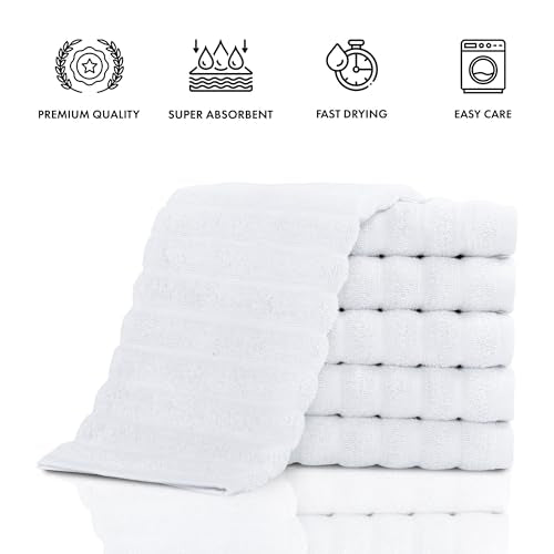 Classic Turkish Towels CTT Luxurious 100% Turkish Cotton Washcloths 6 Pack, Highly Absorbent & Quick Dry, Face Towels Wash Cloths for Hotel, Spa & Gym | 13"x13" (White) - color: White, size: 6-Piece Washcloth Set