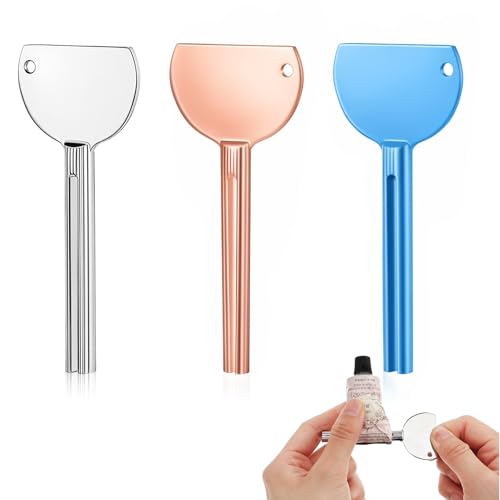 3PCS Metal Tube Squeezer Toothpaste Key Toothpaste Squeezer Tool Stainless Steel Dispenser Tube Squeezers Hand Cream Squeeze Key for Tubes Roller Set for Bathroom Cosmetic, Aids and Accessories