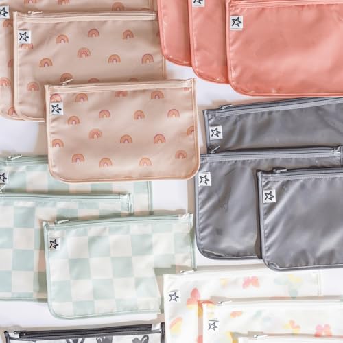 Tiny Twinkle Diaper Bag Organizing Pouches|3 Pack Mess-Proof Clear Front Travel Organizer Bags&TSA Approved Toiletry Bag Set for Baby and Mom Essentials - color: Shine