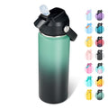 Fijinhom 18oz Insulated Stainless Steel Water Bottle, Wide Mouth Double Wall Vacuum, Silicone Straw, Sweat & Leak Proof, BPA Free Insulated Water Flask for Travel, Keep Cold 24h Hot 12h, Green & Black - color: Green & Black, size: 18 Ounces