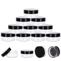 10 Gram Sample Containers with Lids, 10 Pack Sample Jars, Small Cosmetic Travel Container for Makeup, Lotion, Cream, Powder, 10 ML Mini Containers with Black Lids - color: Black