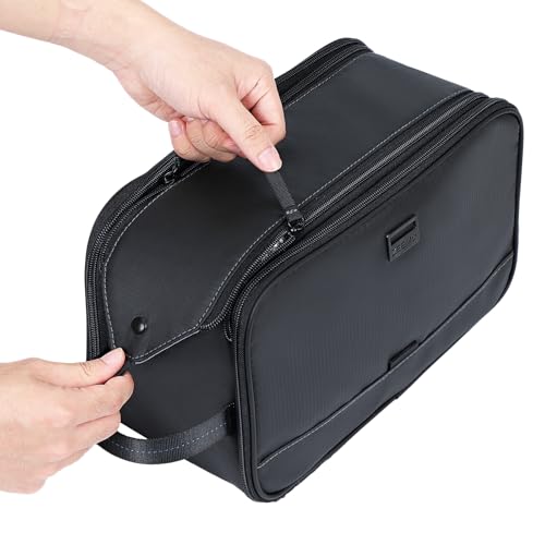 ZEEMO Travel Toiletry Bag for Men, Medium Water-Resistant Double-Sided Full-Open Dopp Kit, Versatile Organizer for Shower and Hygiene Accessories, Bathroom Essentials, Cosmetics, Large, Black - color: Black, size: Large