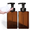 Kzeirm Amber Foaming Soap Dispenser, Refillable Foam Hand Soap Dispenser, Set of 2 Empty Foamer Pump Bottle, Brown Foaming Dispenser Bottles with Black Pump - color: Amber