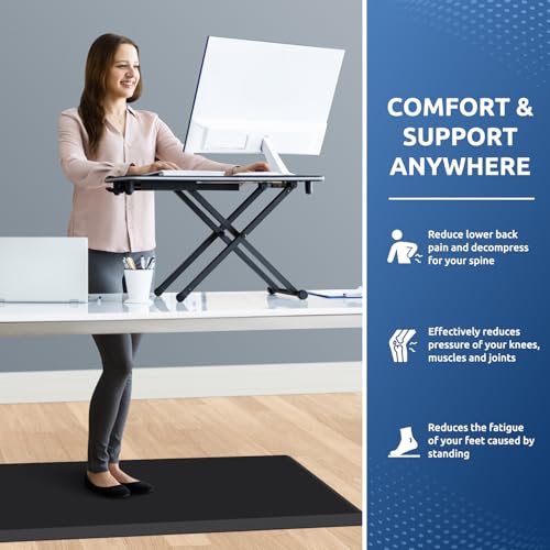 KitchenClouds Kitchen Mat Cushioned Anti Fatigue Rug 22"x54" Water Resistant, Non Slip, Standing and Comfort Desk/Floor Mats for House Sink Office (Black,0.8inch) - color: Black, size: 54"L x 22"W x 0.8"Th