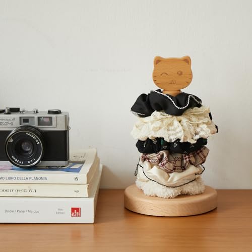 Vinoil Toilet Paper Holder Stand, Cute Cat Design Wooden Toilet Paper Holder Free Standing, Decorative Toilet Roll Holder, Scrunchies Holder Stand, Hair Ties Organizer - size: 8.27inch-Cat