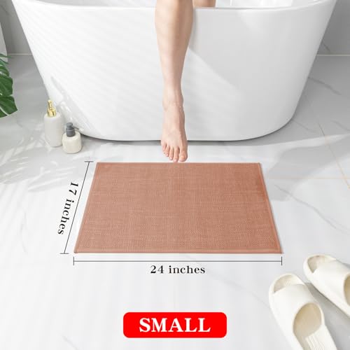 chakme Bathroom Rugs Mat 24x17, Ultra Thin Non Slip Bath Mat Small Quick Dry Absorbent Bath Mat for Bathroom Floor, (Dark Pink, 24"x17") - color: Dark Pink, size: 1'5" x 2' (Rectangular)