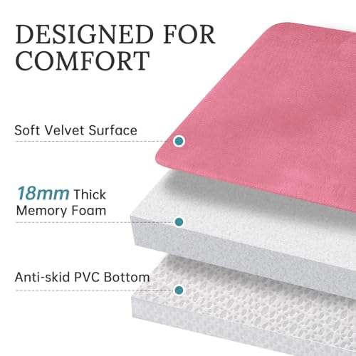 HUXMEYSON Bathroom Rugs Sets 3 Piece, Ultra Soft Velvet Memory Foam Bath Rugs, Non-Slip & PVC Backing Bathroom Mat Set, Washable Quick Dry Bath Rug - Pink - color: Pink, size: 17"x24"+20"x32"+U Shape 20"x24"