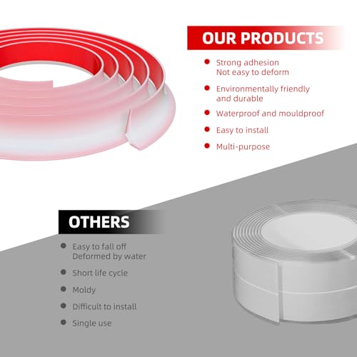 Flexible Shower Threshold Water Dam, Self Adhesive Silicone Water Barrier, Bathroom and Kitchen Water Strip, Shower Splash Guard for Dry and Wet Separation, 78inch, Clear - color: Transparent, style: 78Inch