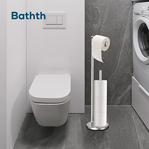 Toilet Paper Holder Stand, Toilet Paper Stand Brushed Nickel, Free Standing Toilet Paper Holder, Toilet Paper Storage by Bathth - color: Brushed Nickel