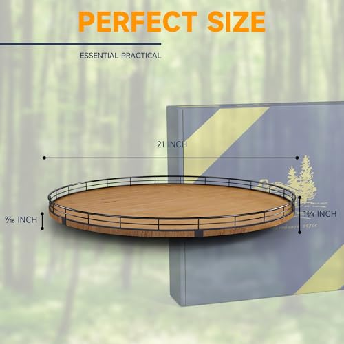 21" Lazy Susan Turntable, Wooden Organizer for Dining Table, Pantry, Kitchen, Countertop, Cupboard,Home Decor, Walnut - color: Walnut, size: 21 inches