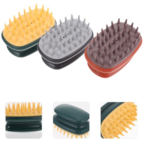 GLEAVI Silicone Scalp Massager Brush 3pcs Set with Cushion for Hair Cleaning and Head Massage Portable Hair Scalp Massage Combs for Shampoo Suitable for Adults