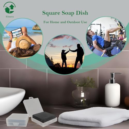 Square Soap Dishes Holder for Shower Travel Soap Container with Lid Lightweight Waterproof Soap Box for Dr. Squatch Men's Soap Bar for Traveling Toiletry Gym Bathroom (Clear) - color: Clear