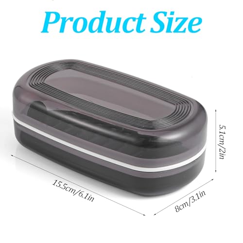 Shampoo Bar Holder Leak-Proof Travel Soap Case Black Soap Dish with Draining Layer, Multi-Use Large Soaps Box for Shampoo Bars Travel, Camping, Gym, Bathroom