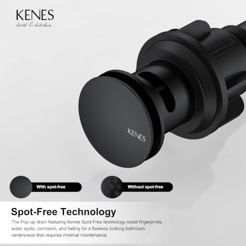 KENES 2 Pack Pop Up Bathroom Sink Drain with Overflow, Matte Black Pop Up Drain Stopper Anti Clog Pop Up Drain Stopper Lavatory Bathroom Vanity Sink Drain - color: Matte Black X 2, size: Big Pop up Cap (With Overflow)