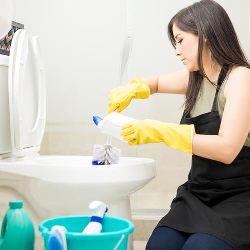 Reallnaive 24 Pcs 18 Inch Toilet Brush Toilet Bowl Cleaner Brush Bathroom Long Plastic Handled Cleaning Scrubber with Hook Hole for Household Bathroom Cleaning Supplies(Flat Handle) - style: Flat Handle