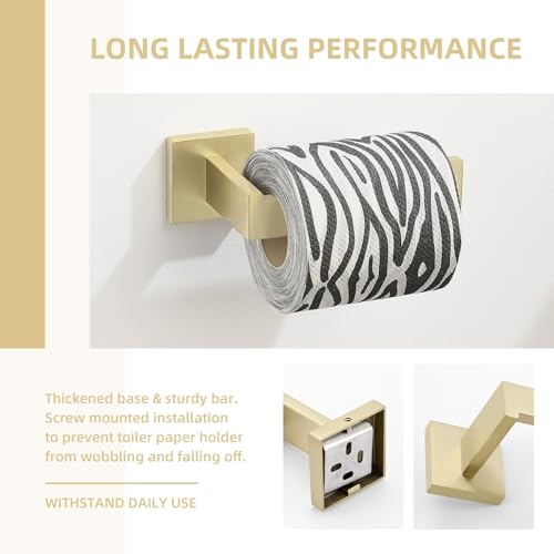 Angle Simple Toilet Paper Holder, SUS304 Stainless Steel Bathroom Tissue Holder, Open Arm Paper Roll Hanger Wall Mount, Brushed Gold - color: Brushed Gold