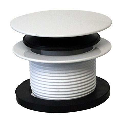 Westbrass D398RK-50 1-1/2" NPSM Coarse Thread Mushroom Tip-Toe Bathtub Drain Stopper with Illusionary Overflow Faceplate, Powder Coat White - color: Powder Coat White, size: 1 Pack