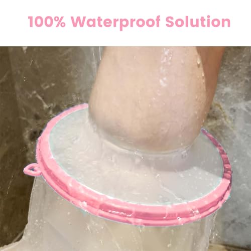 Waterproof Cast Covers for Shower Leg, Adult Cover Swimming Showering Protector Boots for Foot and Ankle after Surgery, Cast Bag Monitor Recovery Supplies, Bath & Wound & Bandage Protection - color: Short Leg, style: Reinforced Pink