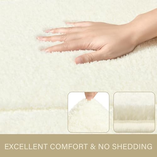 LOCHAS Bathroom Rug Set Cream White, Soft Bath Rug Set 2 Piece Set, Toilet Mat U-Shaped 20x20 and 34x20 Bath Rugs, Quickly Dry Mats for Bathroom, Tub, Washable, Super Absorbent Floor Mat - color: Cream White, size: 34" x 20" Plus 20" x 20" (U-Shape)