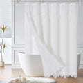 Gibelle Boho Farmhouse Shower Curtain Set with Liner, Linen Bohemian French Country Bathroom Curtain 72x72 - White - color: White-liner Set, size: 72"W x 72"L (Pack of 1)