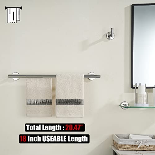 JQK Double Towel Bar Chrome, 20.5 Inch 304 Stainless Steel Thicken 0.8mm Towel Rack Bathroom, Towel Holder Polished Steel Wall Mount, Useable Length 18 Inch, TB100L18-CH - color: Polished Chrome, size: 20.5 Inch