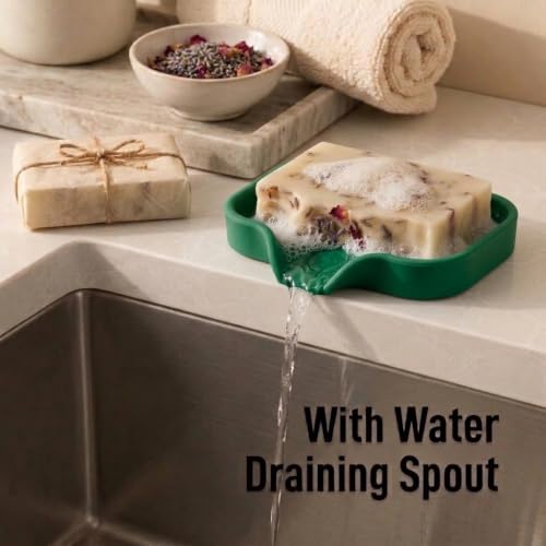 Zulay Kitchen Small Silicone Sponge Holder (4.9x3.3”) – Space-Saving Sink Organizer Tray for Sponge, Soap, Brush & More – Compact Non-Slip Dish for Kitchen & Bathroom Countertops (Pine Green) - color: Pine Green (Small), size: Small (4.9x3.3)