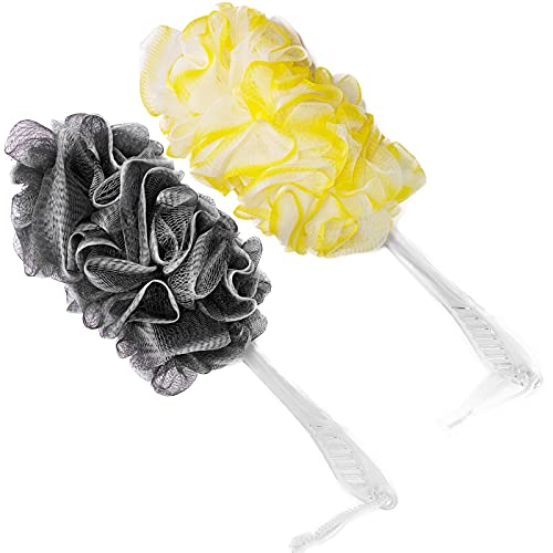 Black, Yellow & Gray Loofah - Mens & Womens Back Scrubber - 18 Inch Long - 2 Pack - style: Yellow and Black