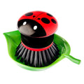 Vigar Ladybug Dish Scrub Brush with Holder, Kitchen Scrub Brush for Dishes, Dish Scrubber, Sink Brush, Dishwashing Brush and Vegetable Scrubber for Household Cleaning - Ladybug - color: Green