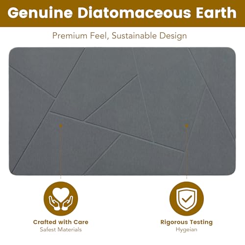 Extra Large Stone Bath Mat, 30'' x 17'' Diatomaceous Earth Non-Slip Stone Shower Mat, Super Absorbent Diatomite Stone Mats for Bathroom Dark Grey XL Plex - color: Dark Gray XL, size: 1'5" x 2'6" (Rectangular)