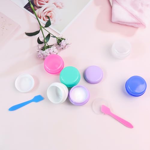 GAQWOK 6 Pcs 20ml Small Travel Containers Portable Toiletry Storage Jars | Compact travel size for creams lotion, comes with 2 small spoons, ideal for outdoor traveling daily use